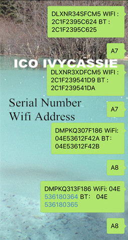 For iPad iCloud Unlock Serial NO. SN A6 A7 A8 A9 A10 For iPad 2/3/4/5/6/Air1/Air2/mini1/mini2/mini3 Serial Number Wifi Address ► Photo 1/4