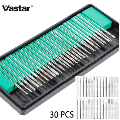 Vastar 30pcs 3mm Shank Diamond Burs Set With Box For Dremel Electric Grinder Power Tool Accessories Abrasive Tools ► Photo 1/6