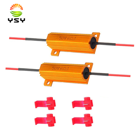 YSY 50W 6ohm Load Resistors Fix LED Bulb Fast Hyper Flash Turn Signal Blink Error Code for 1157 3157 7443 With 8 Quick Wire Clip ► Photo 1/6