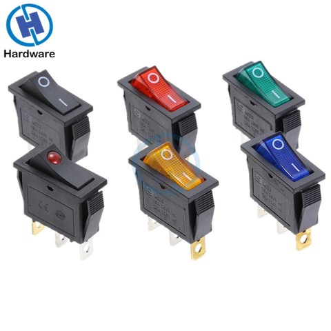 KCD3 220V ON/OFF SPST Rocker Switch Single Pole Single Throw 2 Position 20A 125VAC With LED Light ► Photo 1/6