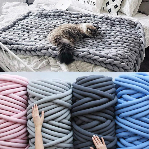 500g thick super Bulky chunky yarn for hand knitting Crochet soft big cotton DIY Arm Knitting Roving Spinning yarn for blanket ► Photo 1/6