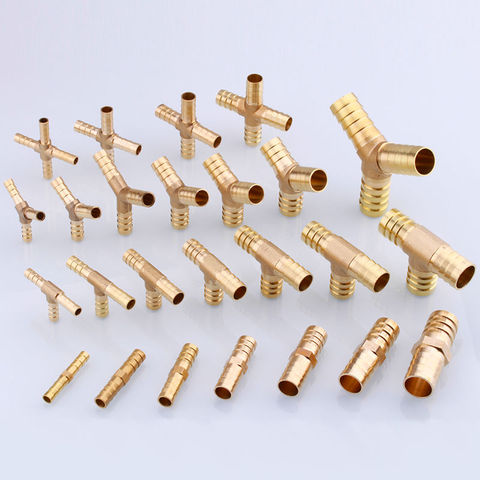4 5 6 8 10 12 14 16 19 25mm Hose Barb Brass Hosetail Straight Elbow Tee Y Cross 2/3/4 Way Fitting Splitter Connector Home Garden ► Photo 1/2