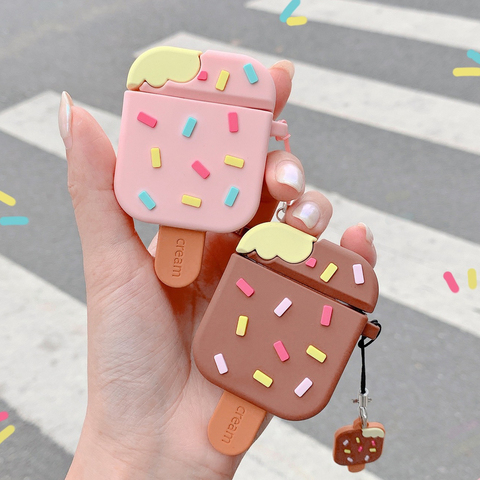 3D Ice Cream Case For Airpods 1 2 Soft Silicone Cute Cover Bluetooth Earphone Charging Box Protective Shell ► Photo 1/6