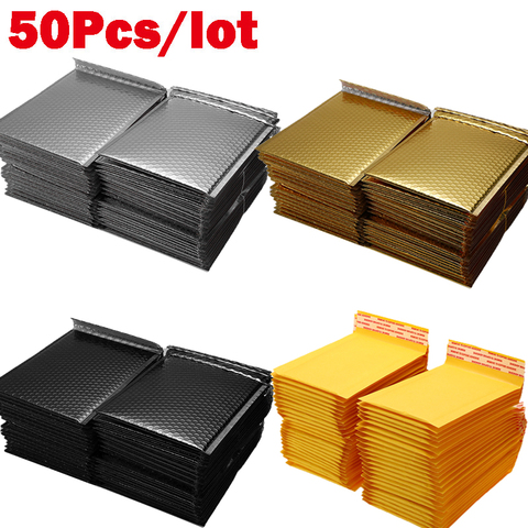 50pcs/Lot Foam Envelope Self Seal Mailers Padded Shipping Envelopes With Bubble Mailing Bag Shipping Packages Black Gold Silver ► Photo 1/6