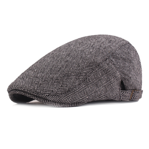 2022 new mag style beret men's cotton beret herringbone caps middle-aged and elderly hats autumn and winter forward hats ► Photo 1/6