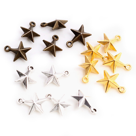 30pcs Charms 3D Solid star 11x8mm Tibetan Silver Plated Gold Bronze Pendants Antique Jewelry Making DIY Handmade Craft ► Photo 1/5
