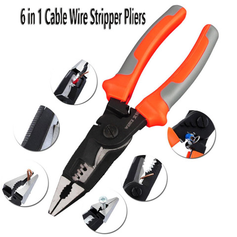 8inch 6 in 1 Cable Wire Stripper Pliers Cutter Crimper Automatic Stripper Electrician Tools Self Adjusting Wire Stripping Pliers ► Photo 1/6