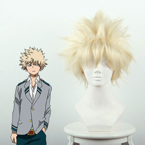 Anime My Hero Gym No Hero Bakugou Katsuki Bakugo Linen Blonde Heat Resistant Cosplay Short Wig ► Photo 1/3