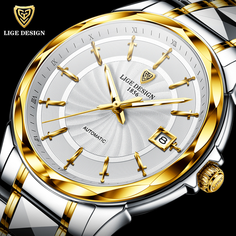 2022 New LIGE Sword-Shaped Pointer Automatic Mechanical Watch Luxury Tungsten Steel 50m Waterproof Business Watch Men Watches ► Photo 1/6