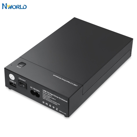 3.5 Inch USB 3.0 to SATA III External Hard Drive Enclosure Case Built-in Adapter Support Both 2.5