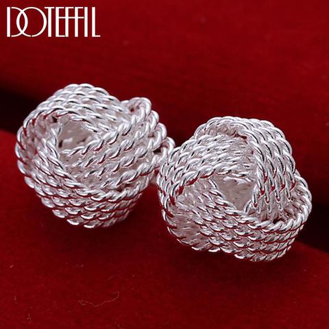 DOTEFFIL 100% Real 925 Sterling Silver Elegant Soft Winding Stud Earrings for Women Wedding Engagement Jewelry ► Photo 1/6