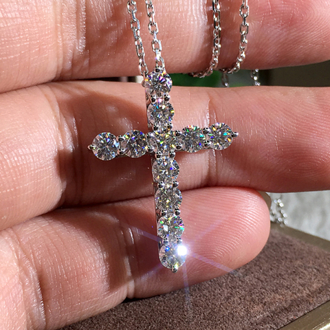 Huitan Cross-shaped Pendent Necklace Luxury Round Zirconia Delicate Accessories Anniversary Gift Women Statement Cross Necklaces ► Photo 1/6