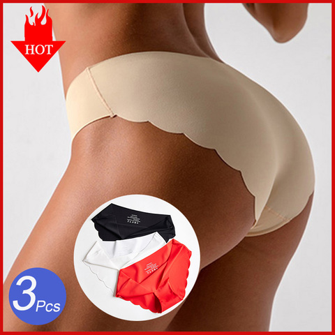 3Pcs/Set Seamless SILK Panties Soft Underwear Women's Lingerie Low Waist Solid Color Briefs Female Fashion Panty Lady Intimates ► Photo 1/6
