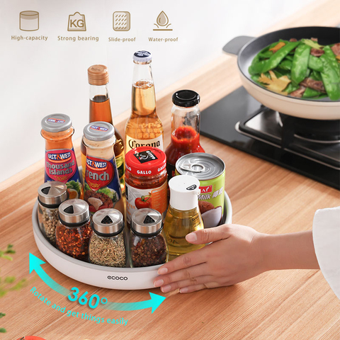 360° Rotating Spice Storage Rack Multifunctional Seasoning Organizer Shelf Oilproof Non-Slip Tray Supplies Holder for Kitchen ► Photo 1/6