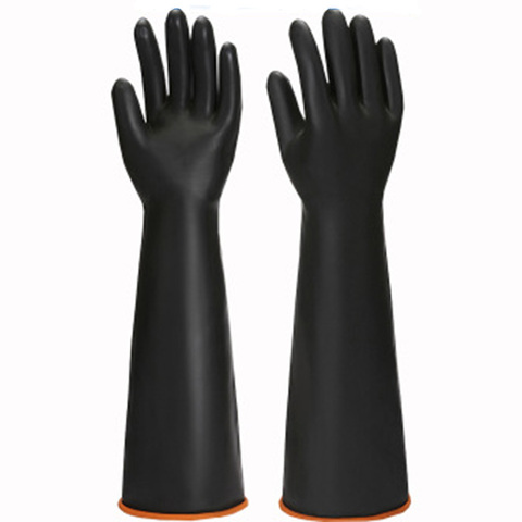 Black Acid Resistant Rubber Gloves For Factory Thickened Large Wear-Resistant Waterproof And Corrosion-Resistant Labor Insurance ► Photo 1/6