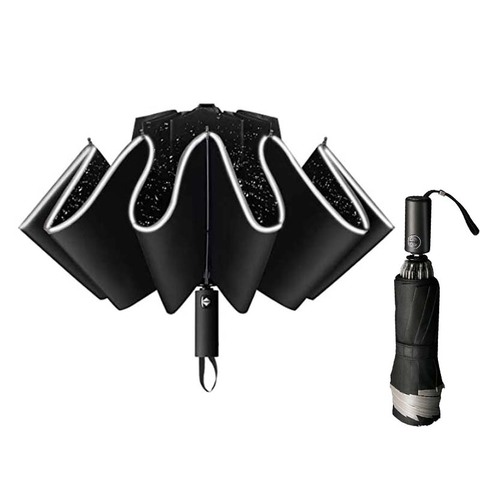 Inverted Umbrella Windproof Folding Reverse Umbrella with Reflective Stripe 10 Ribs Auto Open and Close Portable Travel Umbrella ► Photo 1/6