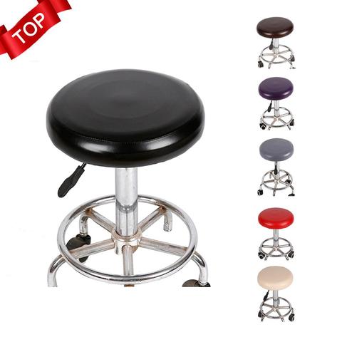 Elastic Pu Leather Round Stool Chair, Bar Stool Chair Covers Round