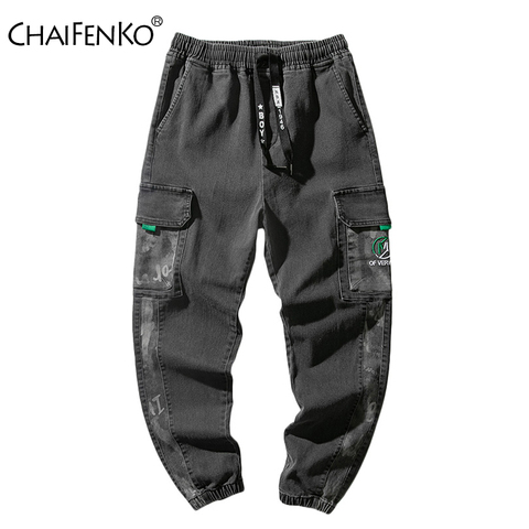 CHAIFENKO Hip Hop Cargo Pants Men Fashion Harajuku Harem Pant Streetwear Casual Joggers Sweatpant Multi-Pocket Tie feet Men Jean ► Photo 1/5