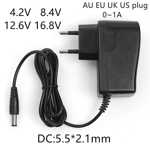 AC 100-240V DC 4.2V 8.4V 12.6V 16.8V 1A Charger Power supply Adapter 4.2 8.4 12.6 16.8 V 1000MA for 18650 Lithium Li-ion Battery ► Photo 1/2