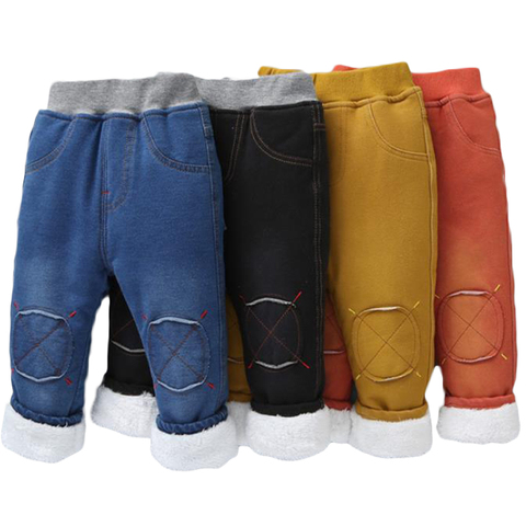 2022 Hot Sale high quality Boys Jeans Casual Child Plus Velvet Pants Winter Kids Jeans boy Girls Thicking Warm Denim Trousers ► Photo 1/6