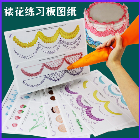 23pcs/set Cake Icing Piping DIY Practice Drawing Board Template Paper Decor Practice Template Paste Fondant Decorating ► Photo 1/6