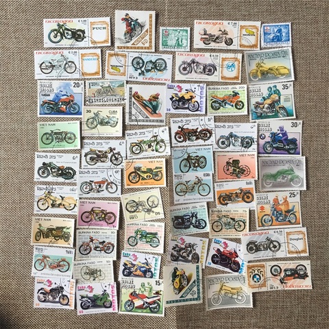 50Pcs/Set Motorcycle All Different From Many Countries NO Repeat with Unused Postmark Postage Stamps for Collecting ► Photo 1/1