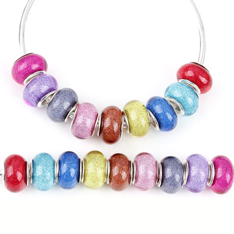 20Pcs Wholesale Lots Bulk Glitter Big Hole Murano Glass Beads Fit Pandora Bracelet DIY Charms European Beads for Jewelry Making ► Photo 1/6