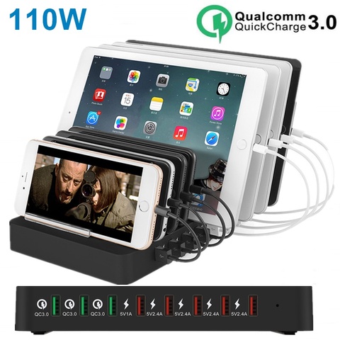 Tongdaytech 110W 8 Port Multi USB Charger For IPhone X 11 Carregador Quick Charge 3.0 Fast Charger Dock Station For Samsung S10 ► Photo 1/6