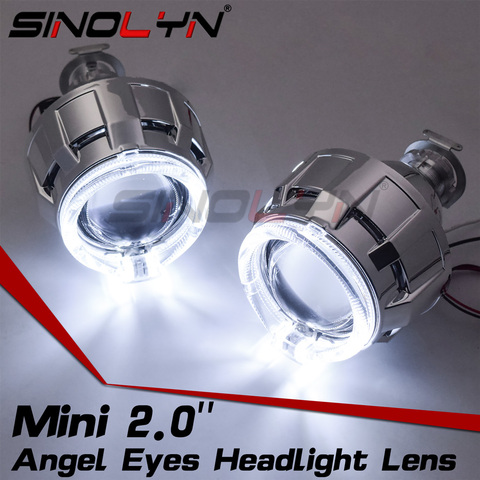 Sinolyn Angel Eyes Headlight Lenses H4 H7 Bi-xenon Lens 2.0 HID Projector LED Halos For Cars Accessories Retrofit Use H1 Xenon ► Photo 1/6