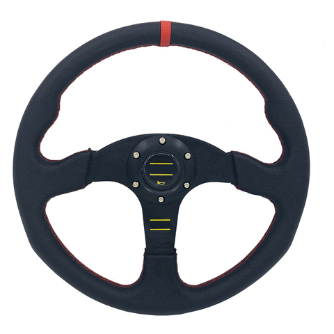 Universal 350mm 13 inch Car Racing Steering Wheel PVC Leather Aluminum Bracket Sport Steering Wheel with Logo Horn Button ► Photo 1/6