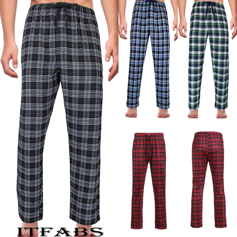 Men's Loose Sleep Bottoms Plaid Flannel Lounge/Pajama PJ Pants