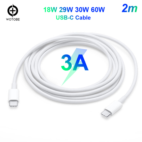 USB-C Charge Cable 2m USB2.0 3A fast charging Applicable for MacBook/Pro/Air iPad Pro and 29W 30W 61W 87W type-C power adapter ► Photo 1/6