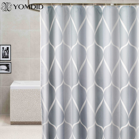 Waterproof Shower Curtain with 12 Hooks Geometric Printed Bath Curtains Water Drop Pattern Polyester Cloth Bathroom Accessories ► Photo 1/6