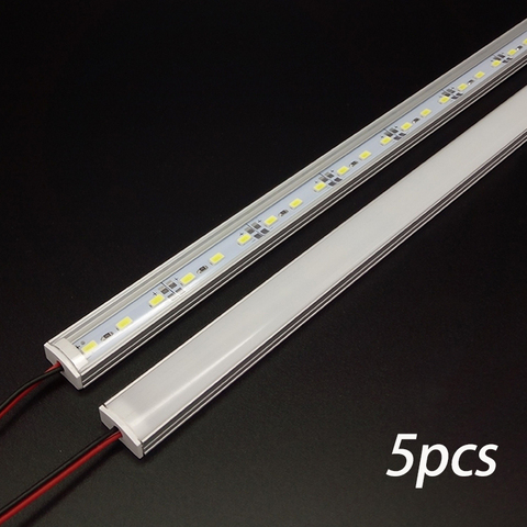 5pcs*50cm DC 12V 24V SMD 5730 5630 LED Hard Rigid Strip Bar Light Aluminium Shell Kitchen Lights Under Cabinet Blue Green Lamp ► Photo 1/2