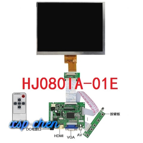 8 inch lcd screen HJ080IA-01E 1024*768 IPS hd LCD Display + HDMI/VGA/AV Control Driver Board ► Photo 1/5
