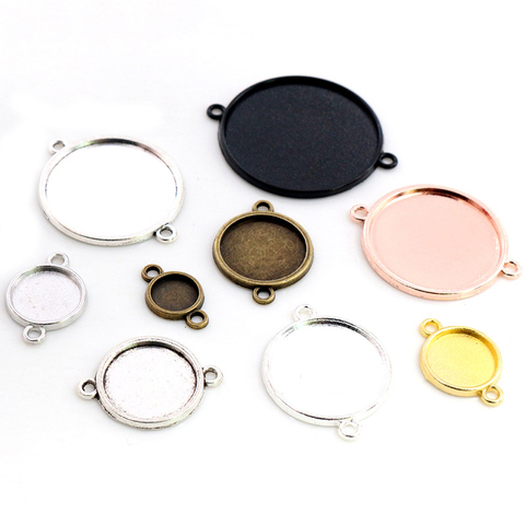 8/10/12/14-30mm Inner Size Classic 7 Colors One Sided Double Hanging Simple Style Cabochon Base Setting Charms Pendant ► Photo 1/6