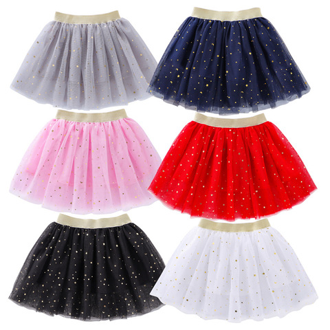 Fashion Kids Mesh Miniskirts Girls Princess Stars Glitter Dance Ballet Tutu Brand Sequin Party Girl Faldas Skirt Elastic ► Photo 1/6