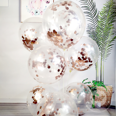 12 Inch Transparent Balloon Rose Gold Confetti Sequins Latex Balloons Banquet Decoration Birthday Party Wedding Festival Decor ► Photo 1/6