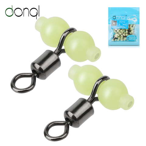 DONQL 20/50pcs Luminous Fishing Swivel Connector Rolling Barrel 3