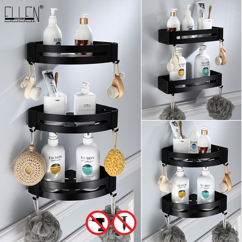 Bathroom Shelf  Corner shelves For bathroom Black Wall Shelf  Triangle Rectangle Bath Accessories ELM1111 ► Photo 1/6