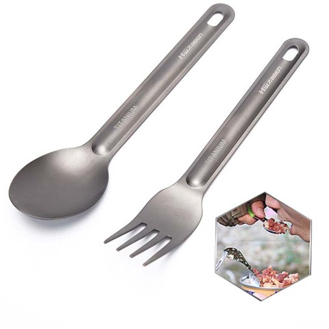 1PCS Titanium Spoon Fork Long Handle Spoon Outdoor Camping Titanium Spork Camping Tableware Picnic Spoon Tool ► Photo 1/6