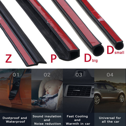 EPDM rubber Weatherstrip Car Door Seal Strip Big D Small D Z P Type Waterproof Sound Insulation Soundproof auto seal 3M adhesive ► Photo 1/6