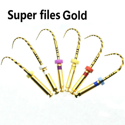 Dental instrument super files GOLD files universeral engine use rotary files golden dondontic root canal NITI dentist tool ► Photo 1/6
