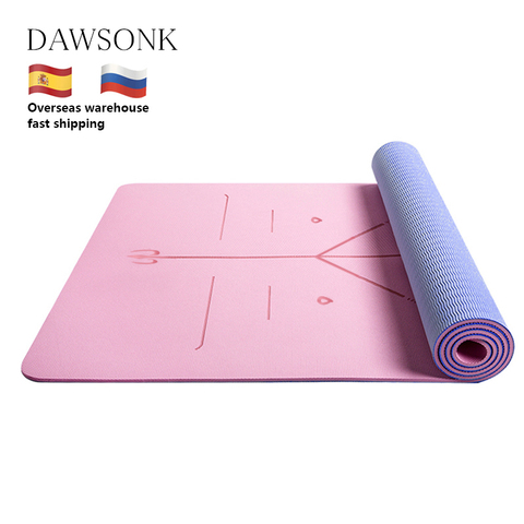 Two-color Yoga Mat Body Position Line Workout Mat TPE Environmental Protection Material Sports Mat 183cm*61cm*6mm ► Photo 1/6