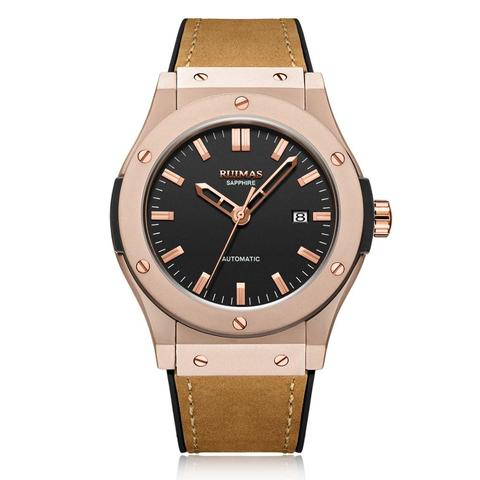 Men Fashion Casual Hublo Watch Automatic Mechanical Watch Reloj Hombre Top Brand Luxury Leather Watches RUIMAS Wristwatches 6759 ► Photo 1/6