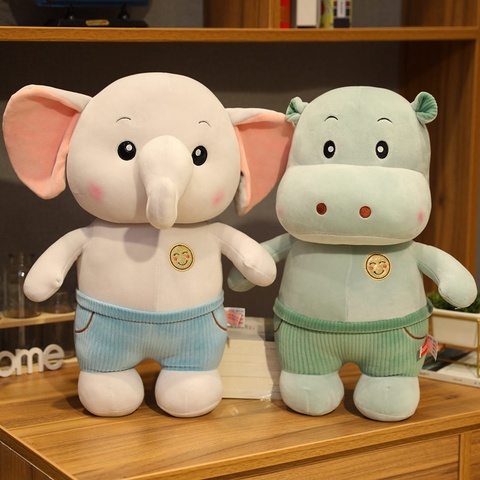 Appease Smile Hippo Elephant Plush Toy Soft Stuffed Cartoon Animal Hippopotamus Doll Baby Accompany Toy Home Decor Kids Gifts ► Photo 1/6
