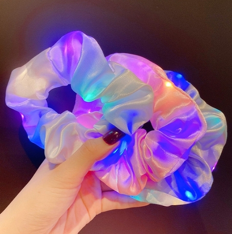 LED Bright Flashing Satin Large Intestine Hair Ring Nightclub Bar Dance Club Luminous Hair Accessories Luminous Headdress Women ► Photo 1/6