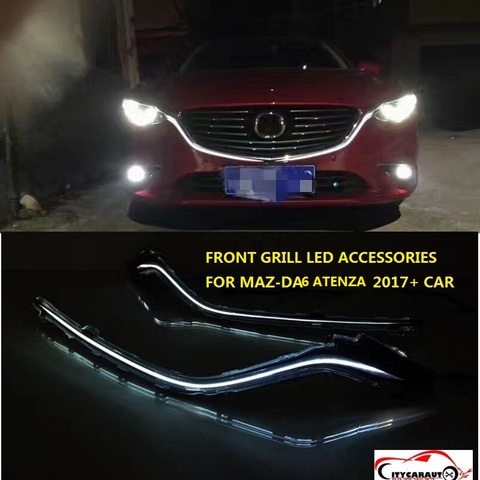 CITYCARAUTO LED FRONT GRILLS TRIMS CHROMIUM STYING HOODS COVER RACING GRILL TRIMS FIT FOR MAZDA 6 ATENZA 2017 2022 CAR ► Photo 1/6