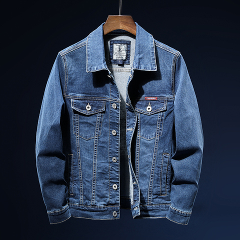 2022 New Autumn Men's Blue Denim Jacket Fashion Casual Cotton Elasticity Jeans Coat Male Brand Clothes ► Photo 1/6