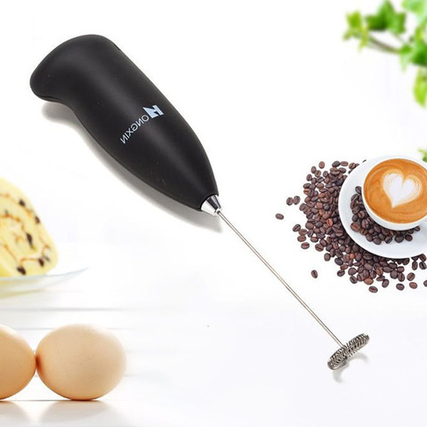 1Pcs Electric Milk Frother with Egg Beater Whisk, Foam Maker with